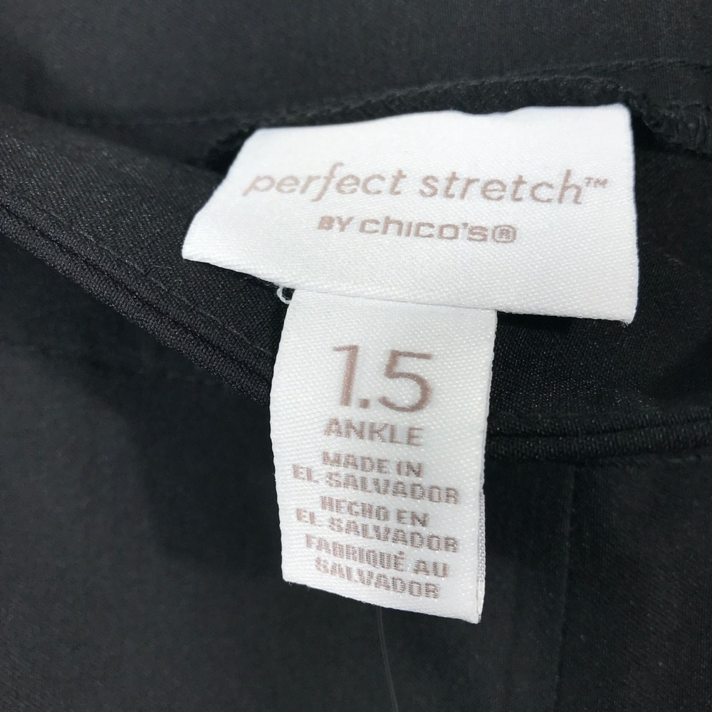 Chico's Perfect Stretch Slim Ankle Pants Women 10 Black Pull On High Rise New - Picture 16 of 16